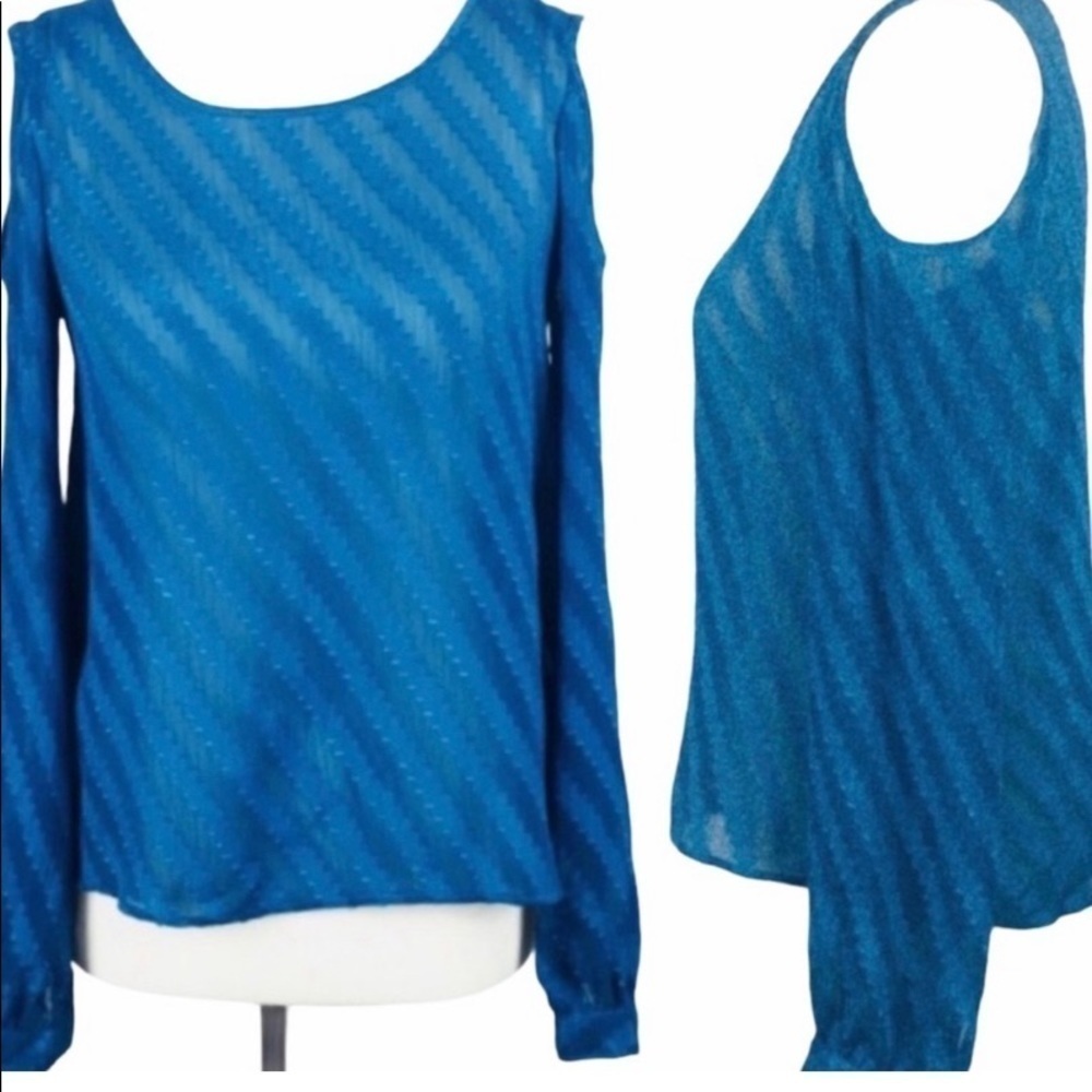 Love Fire Top Cold Shoulder Turquoise Size S - Picture 4 of 8